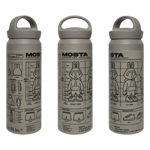 Almost Studio Blueprint Grey Thermos Cup Vacuum Insulated 500mL - Botol Tumbler Stainless Steel Tahan Panas dan Dingin