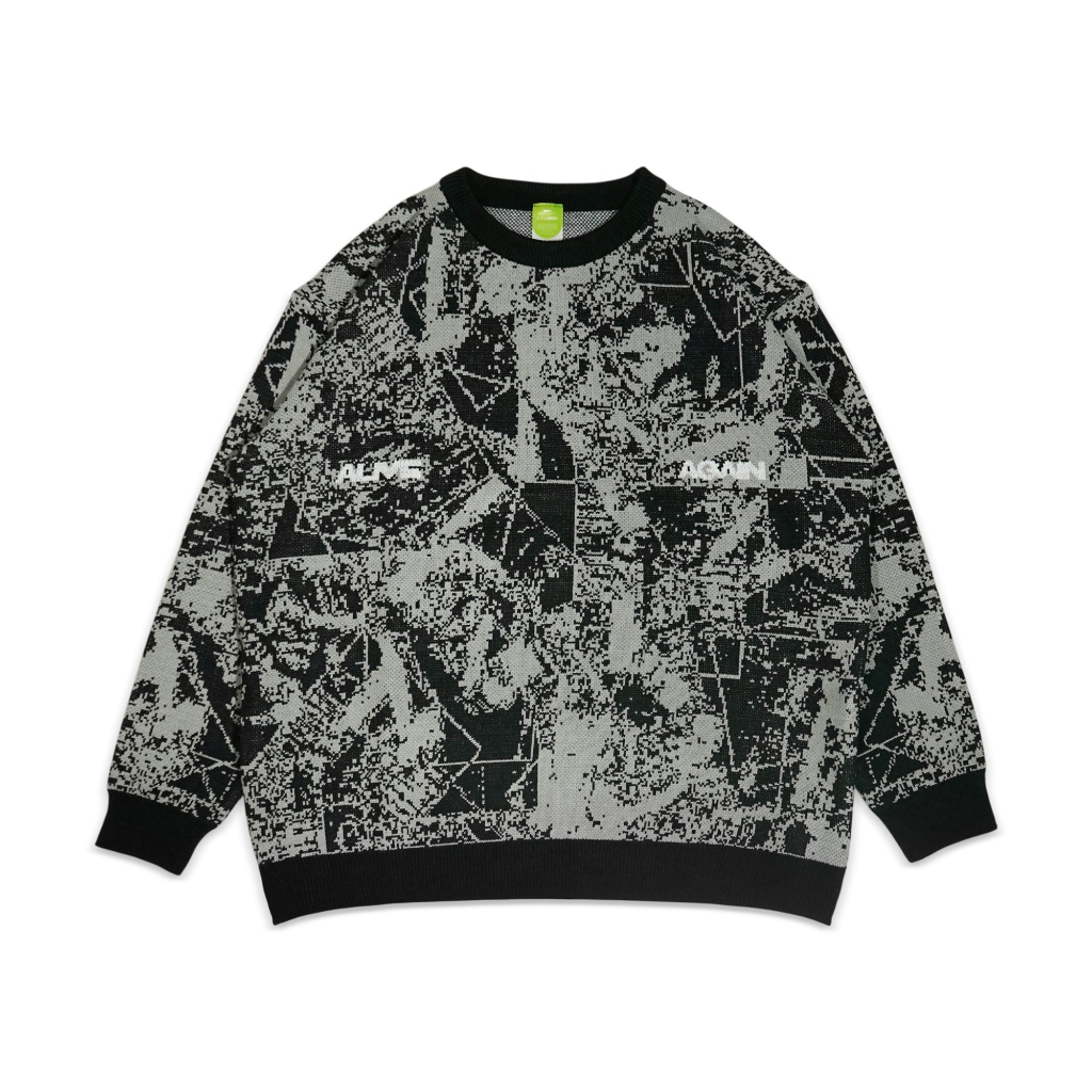 Almost Studio Revival Knit Crewneck – Sweater Rajut Oversize Unisex Casual Grey Black