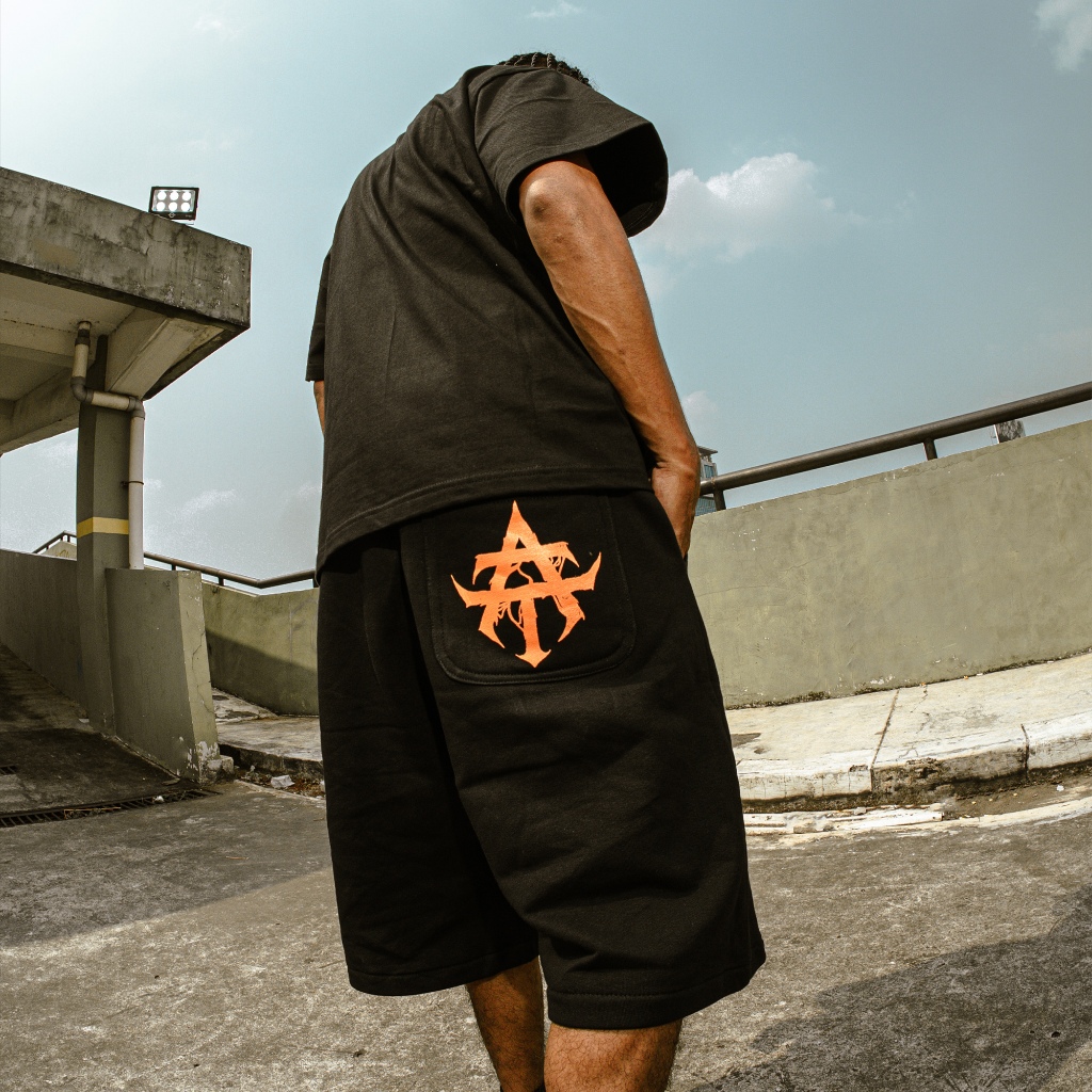 Almost Studio x 8TRO Soulpause Jorts Sweatpants - Celana Jorts 330GSM Black