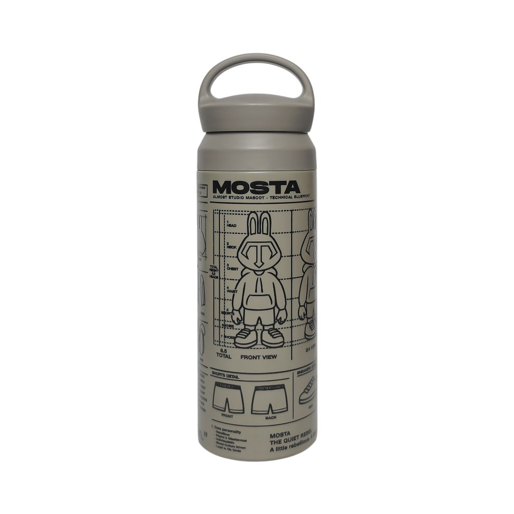Almost Studio Blueprint Grey Thermos Cup Vacuum Insulated 500mL - Botol Tumbler Stainless Steel Tahan Panas dan Dingin