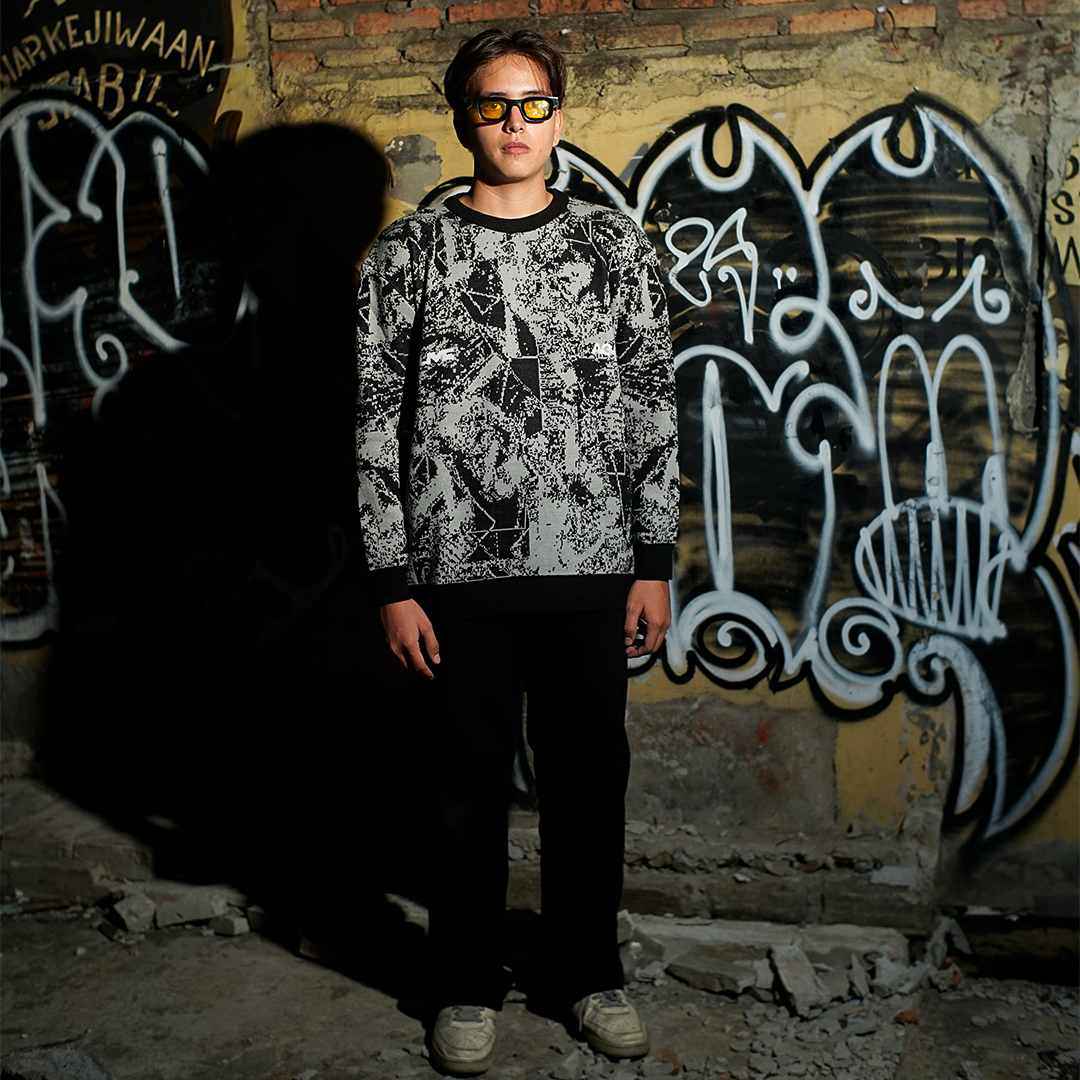 Almost Studio Revival Knit Crewneck – Sweater Rajut Oversize Unisex Casual Grey Black