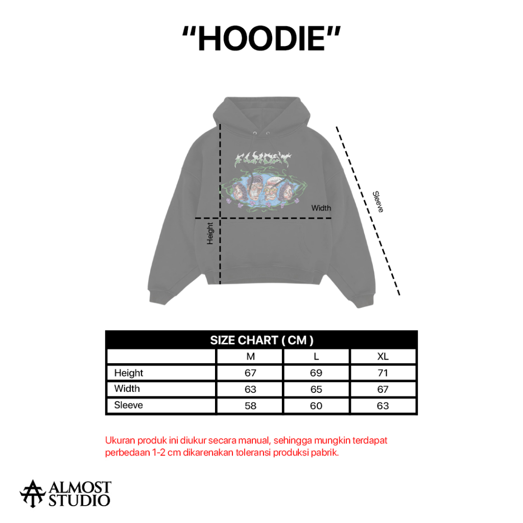 Almost Studio x 8TRO Fambound Hoodie - Sweater Boxy Fit 330GSM Black