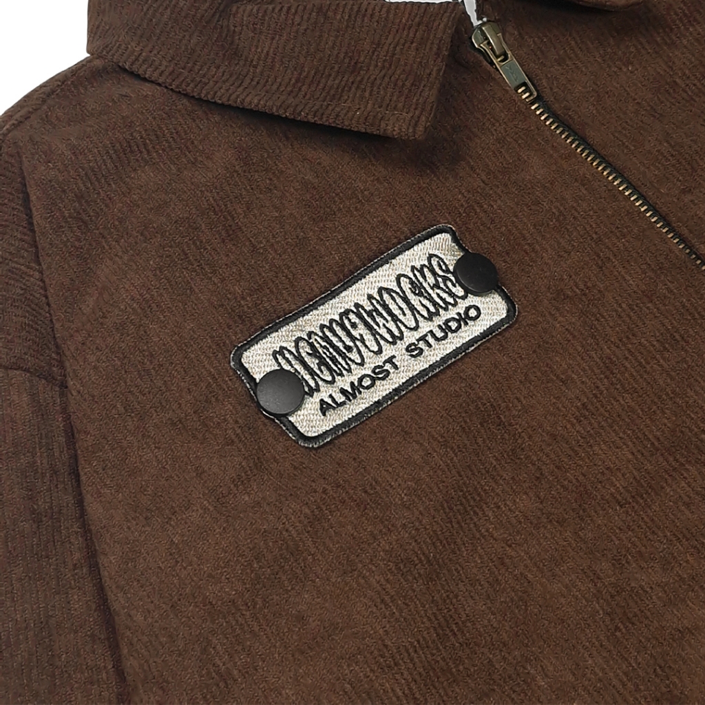 Almost Studio Sandbar Boxy Fit Work Jacket - Jaket Corduroy Bordir Patch Brown