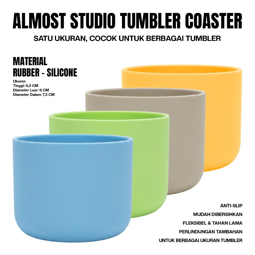 Almost Studio Tumbler Coaster Anti Slip Silicone Rubber