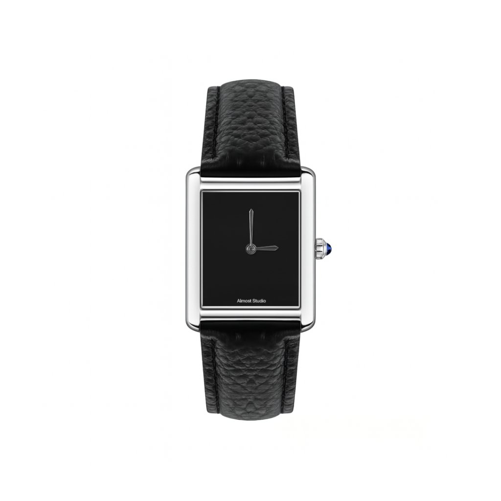 Almost Studio Noire Dial Watch - Jam Tangan Analog Stainless Steel Water Resistant