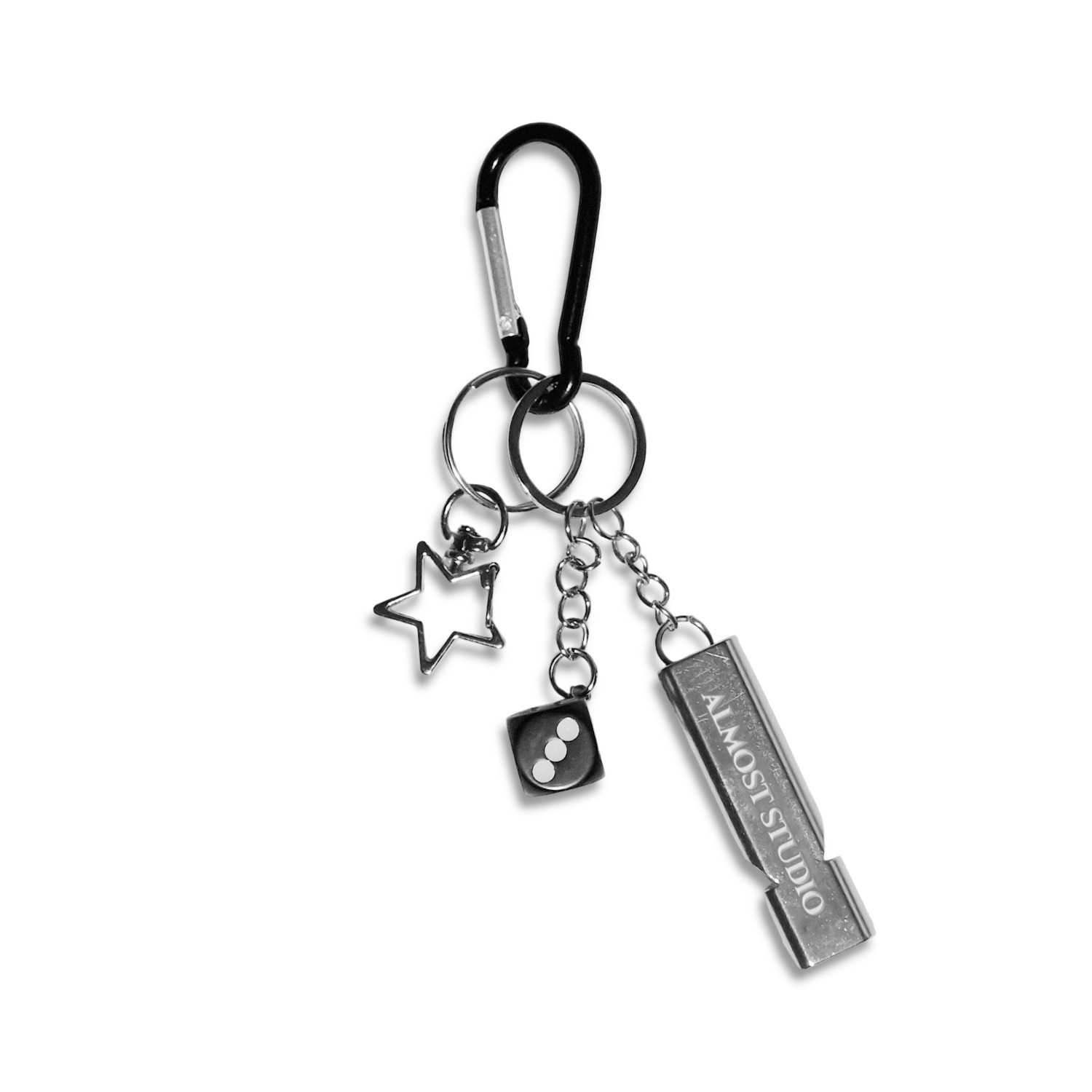 Almost Studio Nevra Black Carabiner Keychain - Gantungan Kunci Peluit