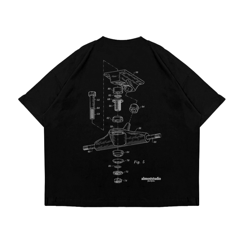 Almost Studio Truck T-Shirt Oversize Boxy Fit - Kaos Cotton Oversize Boxy 24s Black
