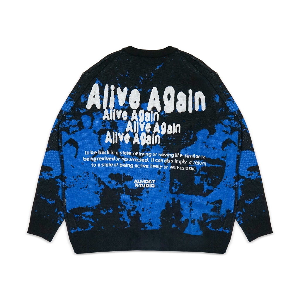 Almost Studio Resilience Knit Cardigan – Cardigan Rajut Oversize Unisex Blue Black