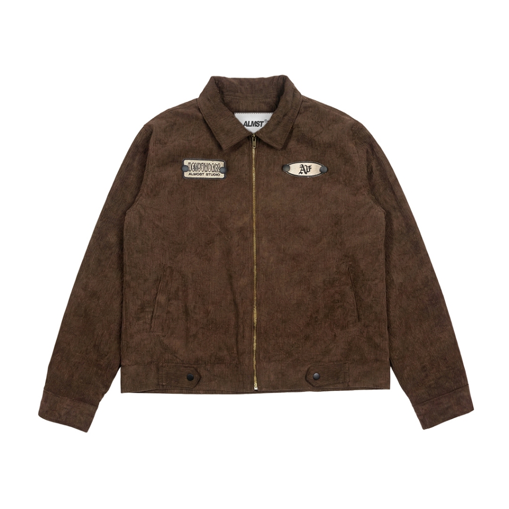 Almost Studio Sandbar Boxy Fit Work Jacket - Jaket Corduroy Bordir Patch Brown