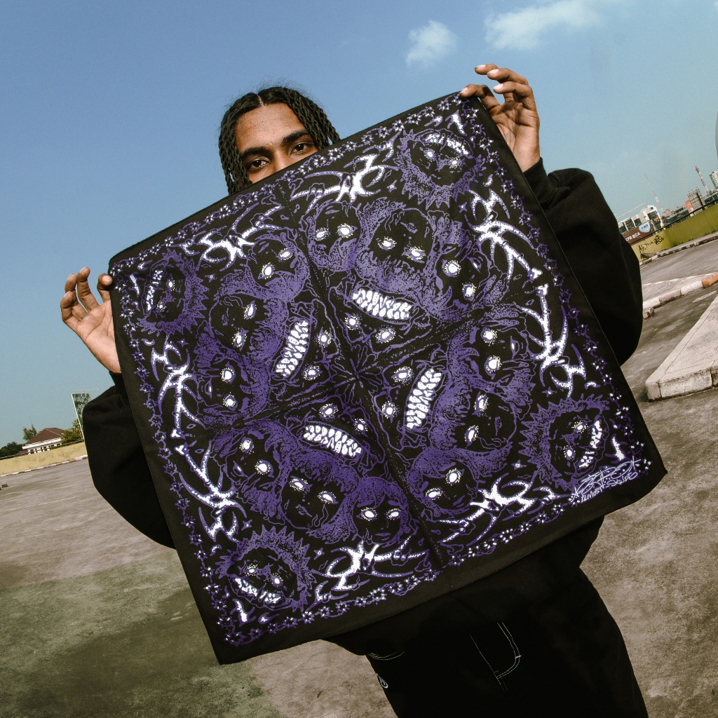 Almost Studio x 8TRO Trauma Beam Cotton Scarf - Bandana Slayer Katun Black
