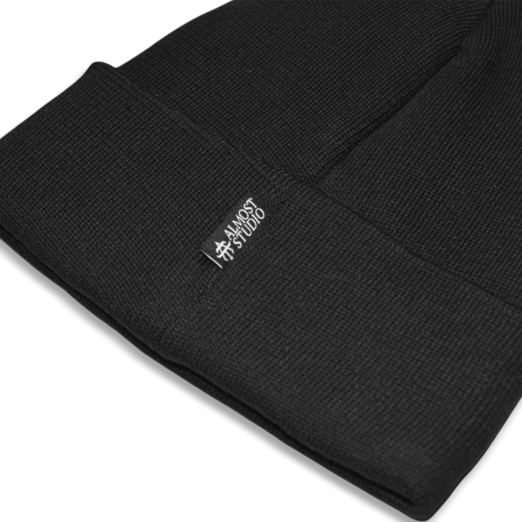 Almost Studio Veil Beanie - Topi Kupluk Rajut Hitam
