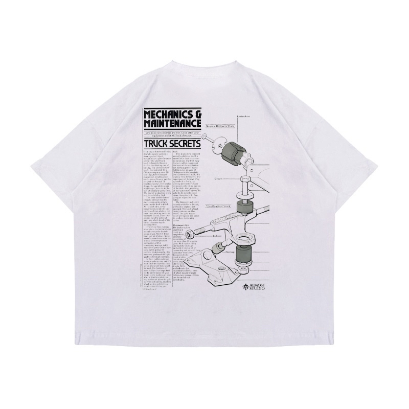 Almost Studio Mechanics T-Shirt Oversize Boxy Fit - Kaos Cotton Oversize Boxy 24s Black