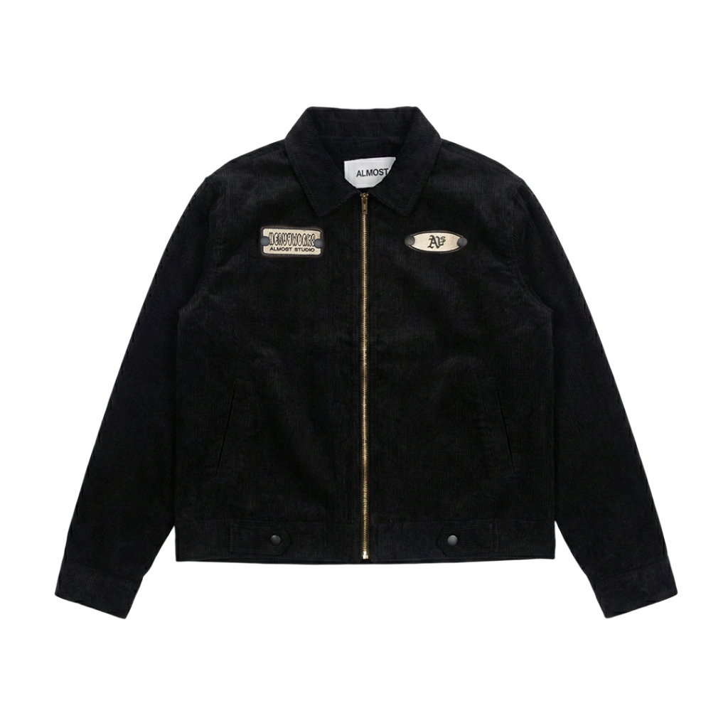 Almost Studio Sandbar Boxy Fit Work Jacket - Jaket Corduroy Bordir Patch Black
