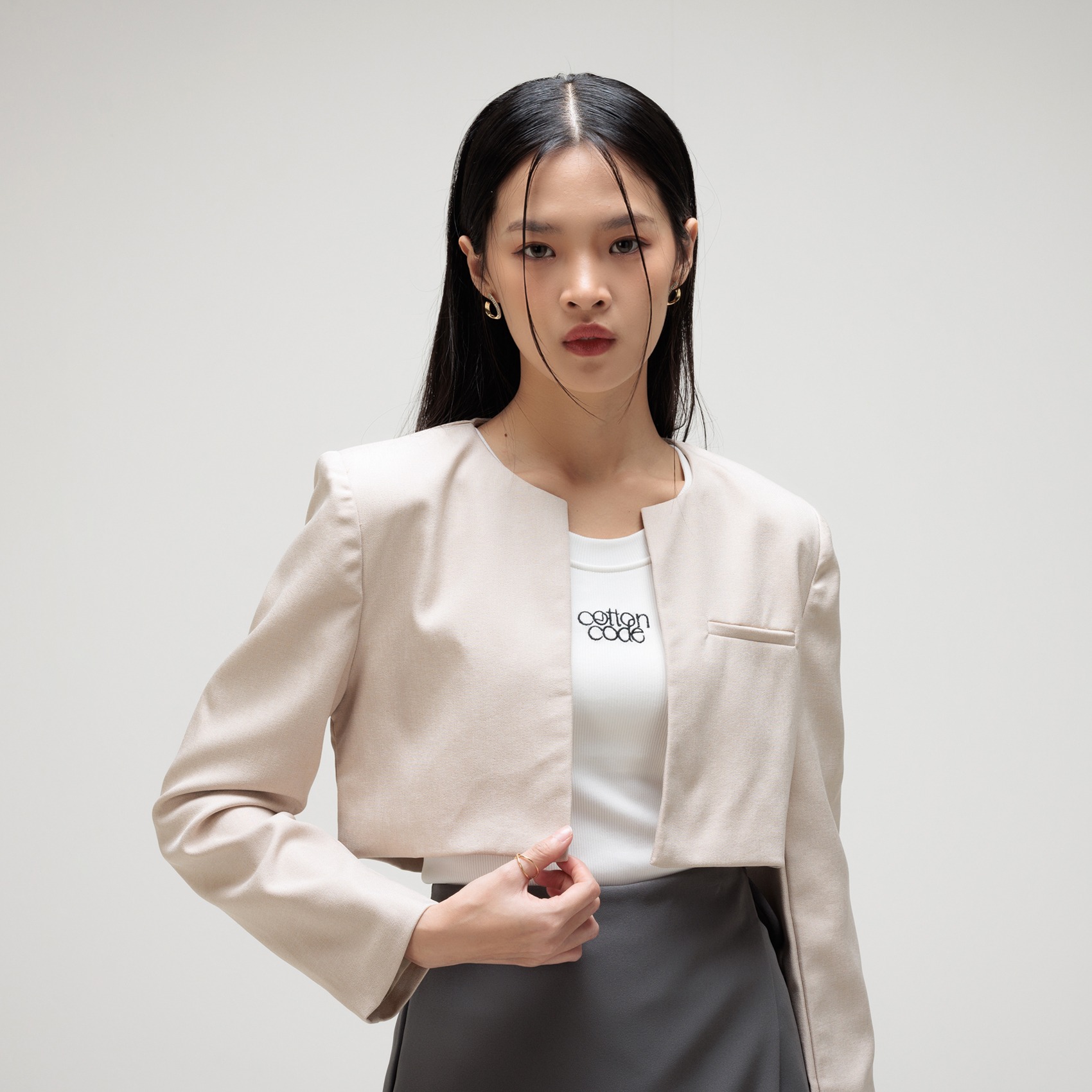 Cotton Code Blazer Wanita Ecclesia crop
