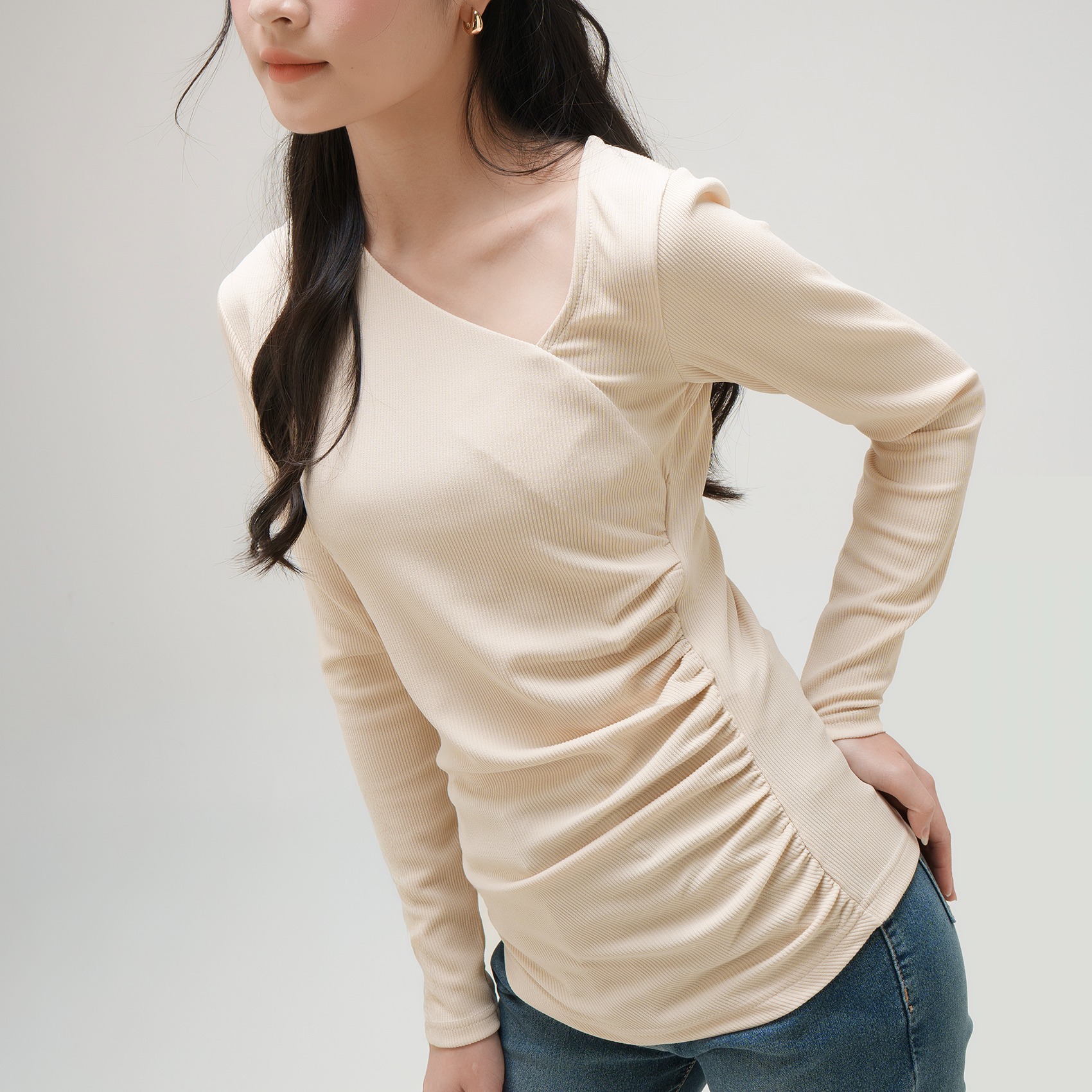Cotton Code long sleeve top Greta Slim Fit