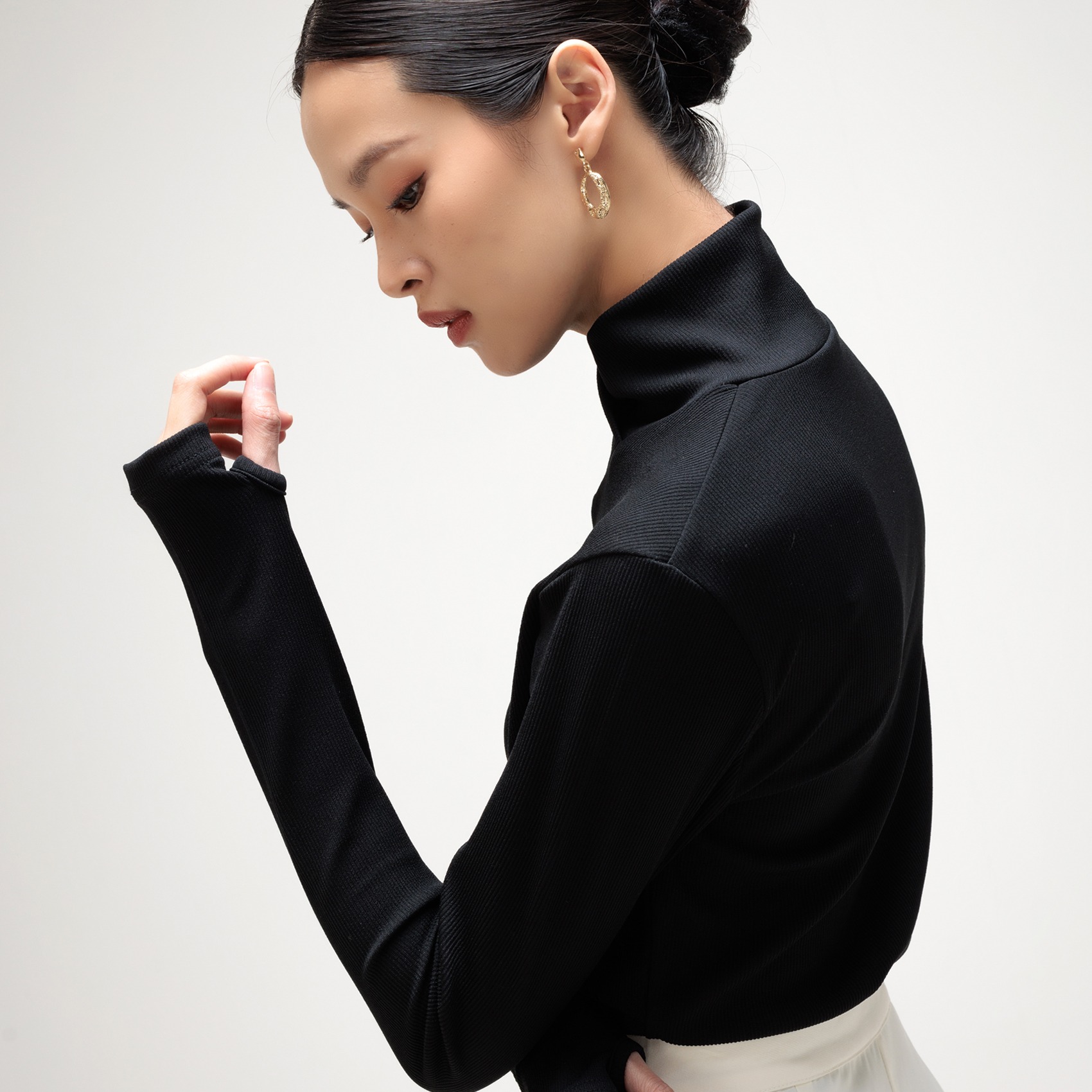 Cotton Code turtleneck top Gwen Slim Fit