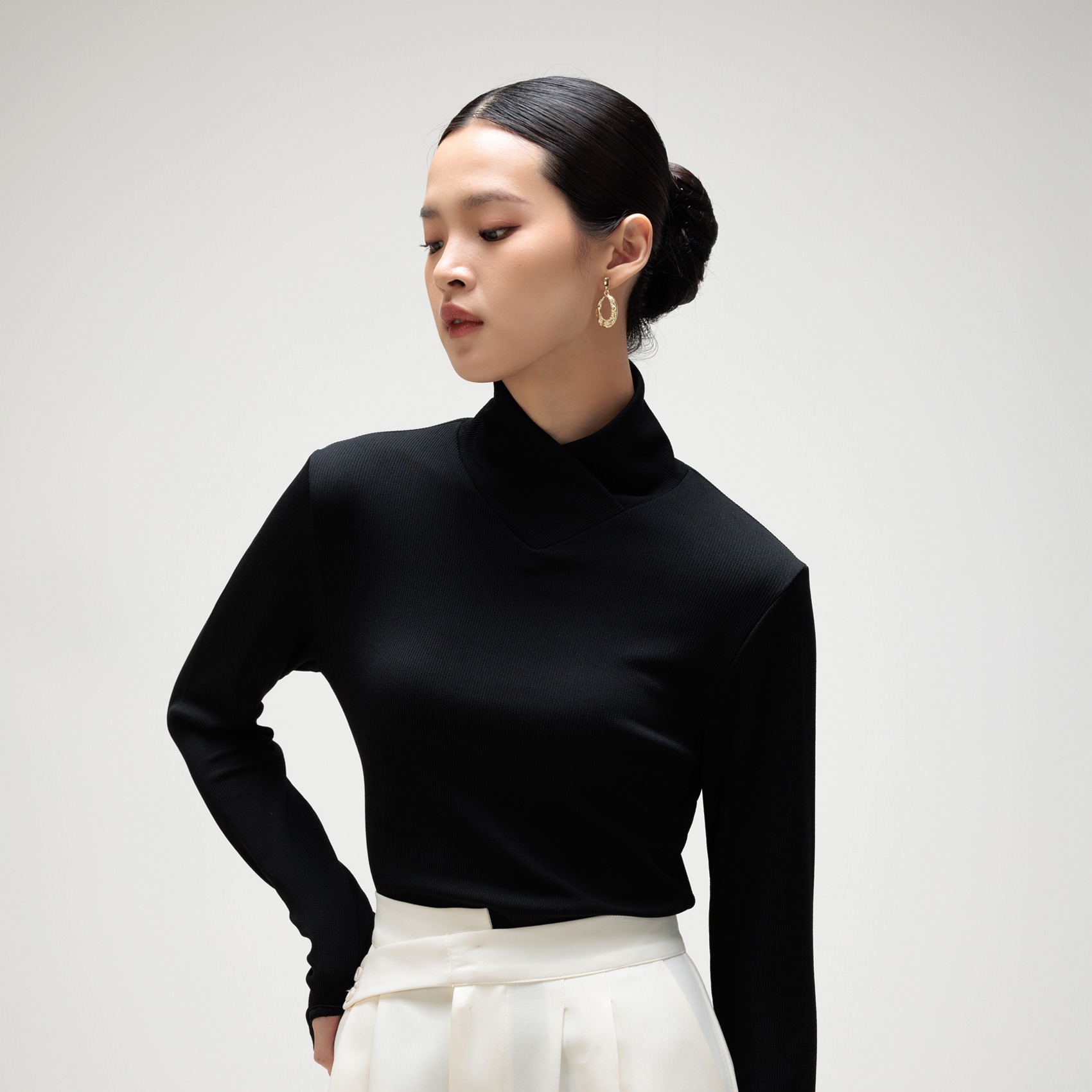 Cotton Code turtleneck top Gwen Slim Fit