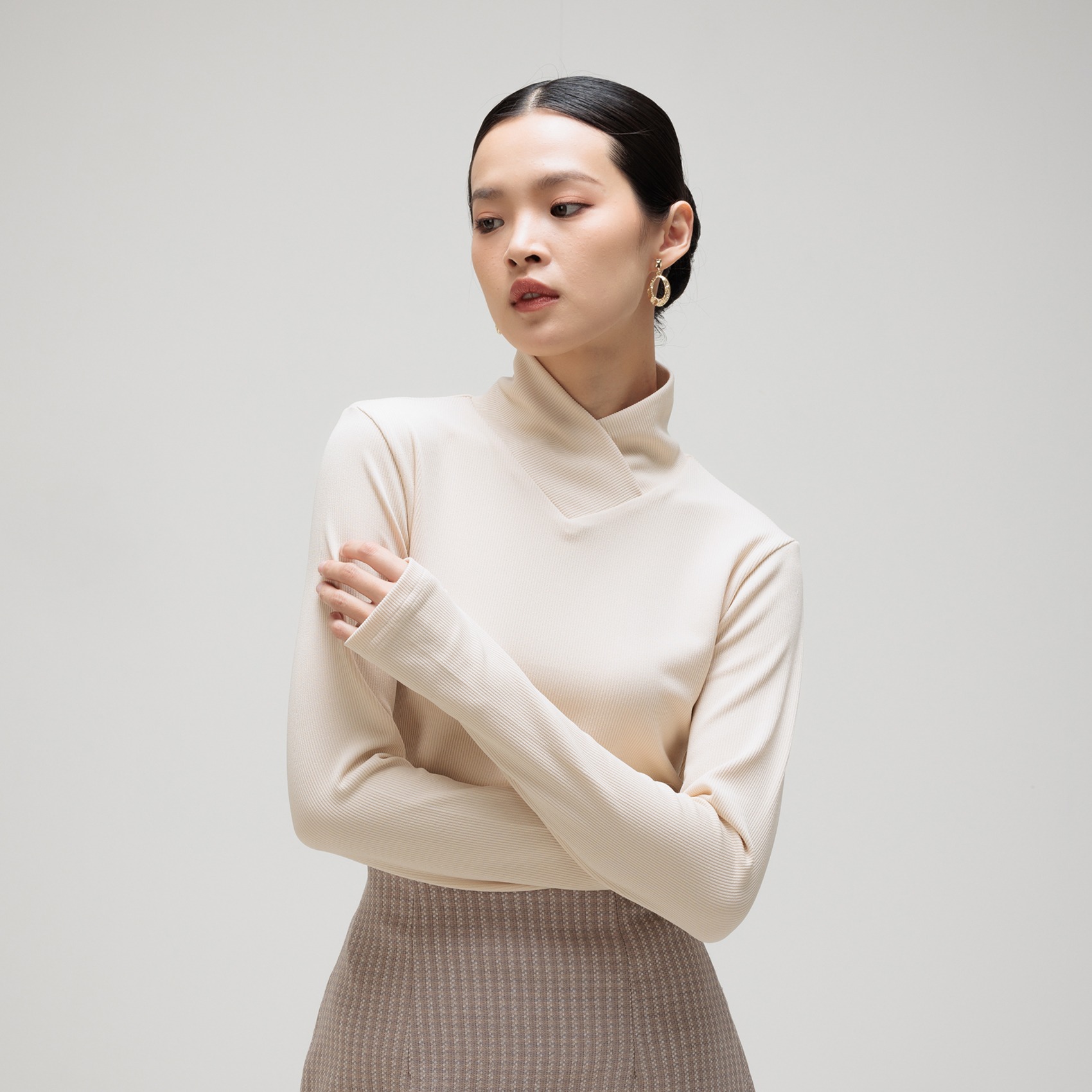 Cotton Code turtleneck top Gwen Slim Fit