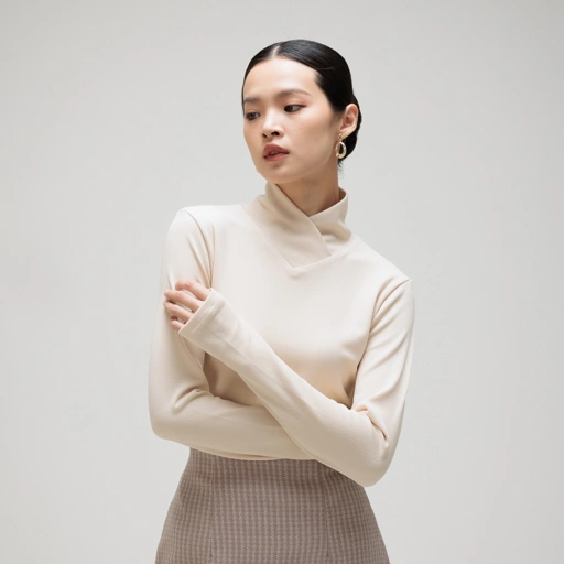 Image of Cotton Code turtleneck top Gwen Slim Fit