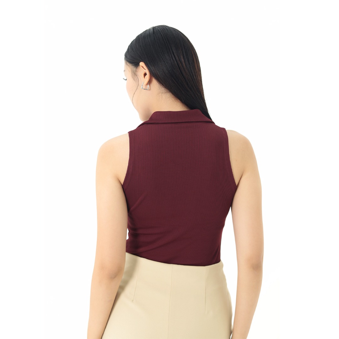 Cotton Code Zipper Top Wanita Laura Body Fit