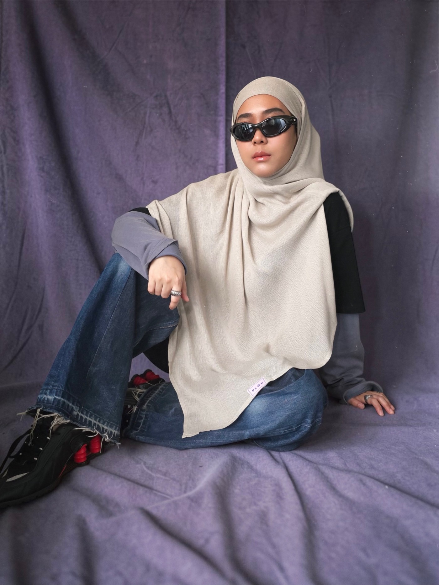 FLÖU - Bandana Pashmina Instant (Nezu - Beige)