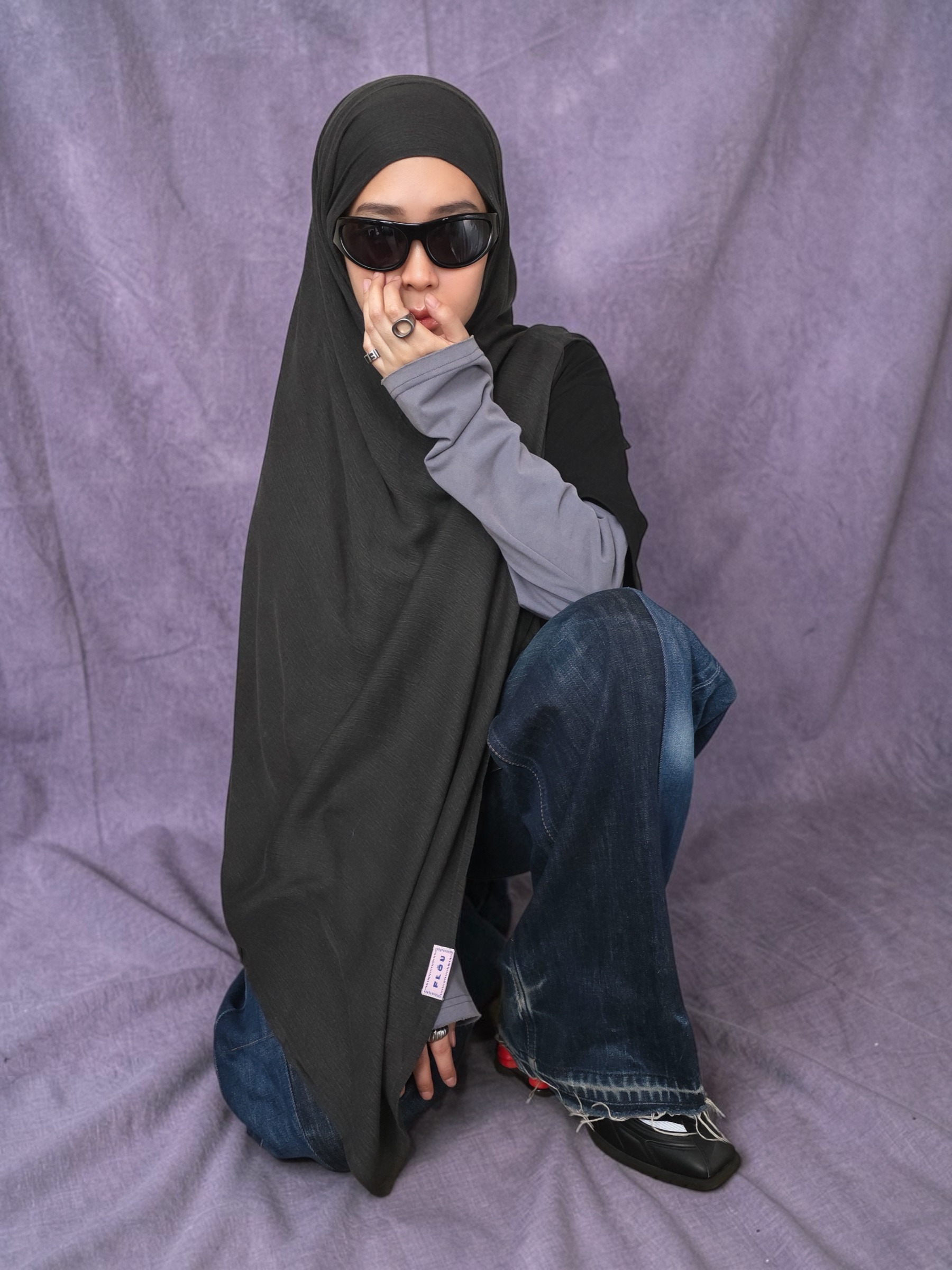 FLÖU - Bandana Pashmina Instant (Nezu - Dark Grey)