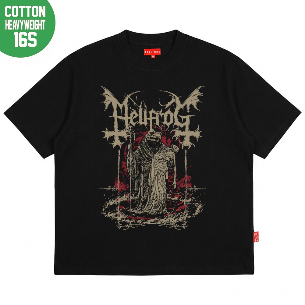 Hellfrog Heavyweight 16s Tshirt Boxy Fit Deathcrush Black Tees