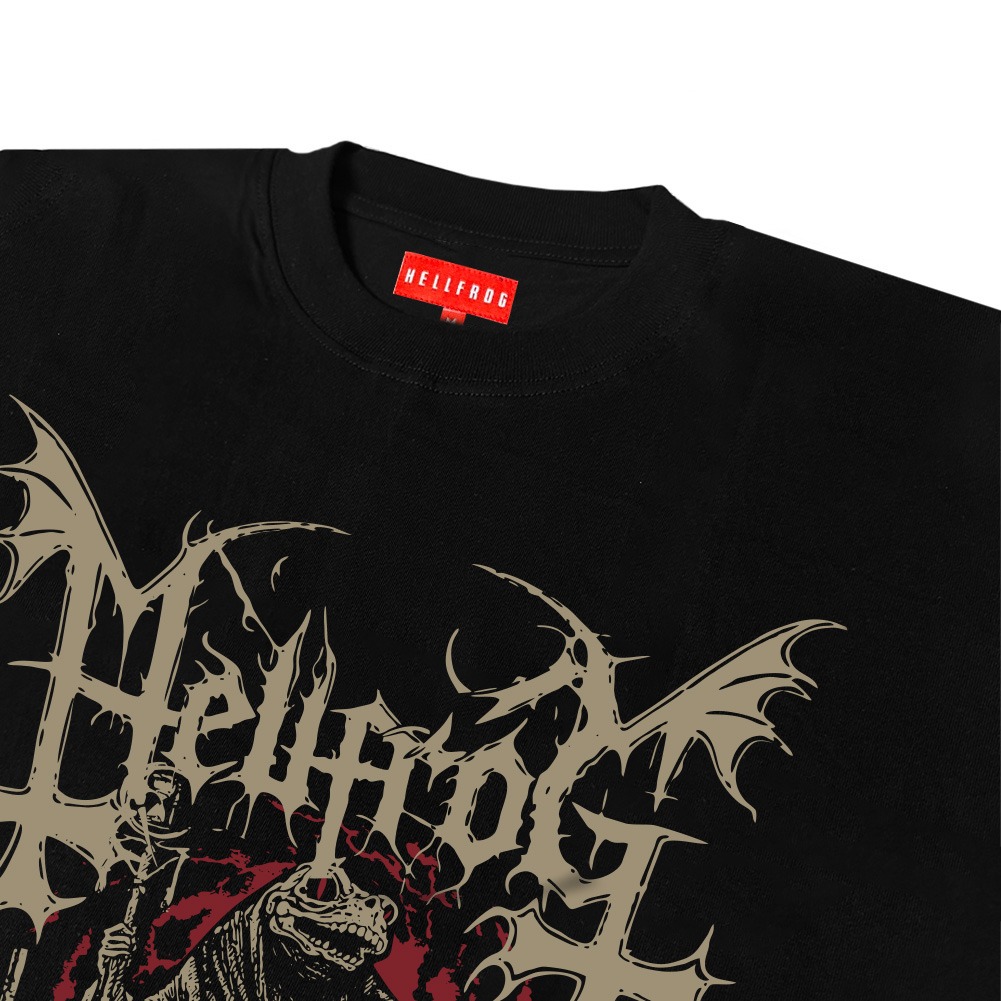 Hellfrog Heavyweight 16s Tshirt Boxy Fit Deathcrush Black Tees