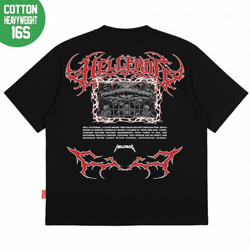 Hellfrog Heavyweight 16s Tshirt Boxy Fit Noir Black Tees
