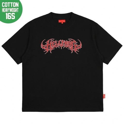 Hellfrog Heavyweight 16s Tshirt Boxy Fit Noir Black Tees