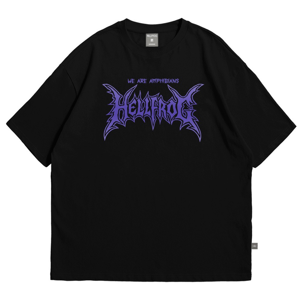 Hellfrog Tshirt Oversize Blue Eyes Black Tees