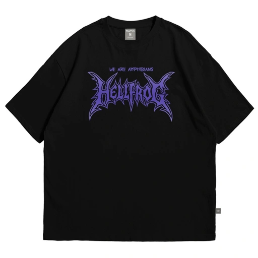 Hellfrog Tshirt Oversize Blue Eyes Black Tees