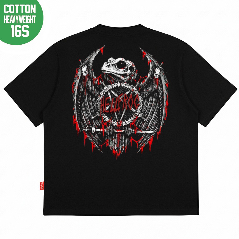 Hellfrog Heavyweight 16s Tshirt Boxy Fit Repentless Black Tees