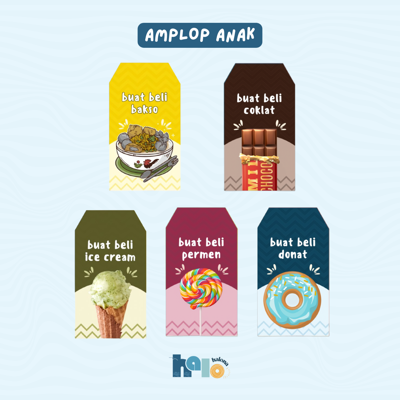 Amplop Uang Anak Bertema Makanan Favorit