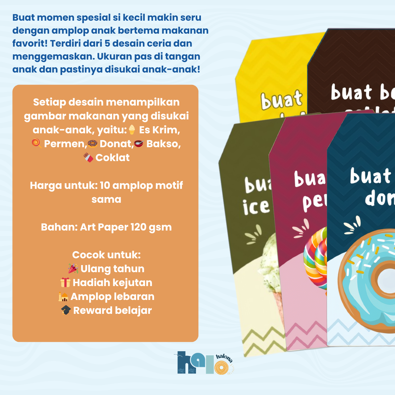 Amplop Uang Anak Bertema Makanan Favorit