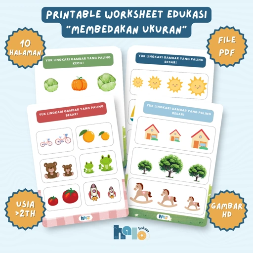 Image of Printable Worksheet Membedakan Ukuran Gambar