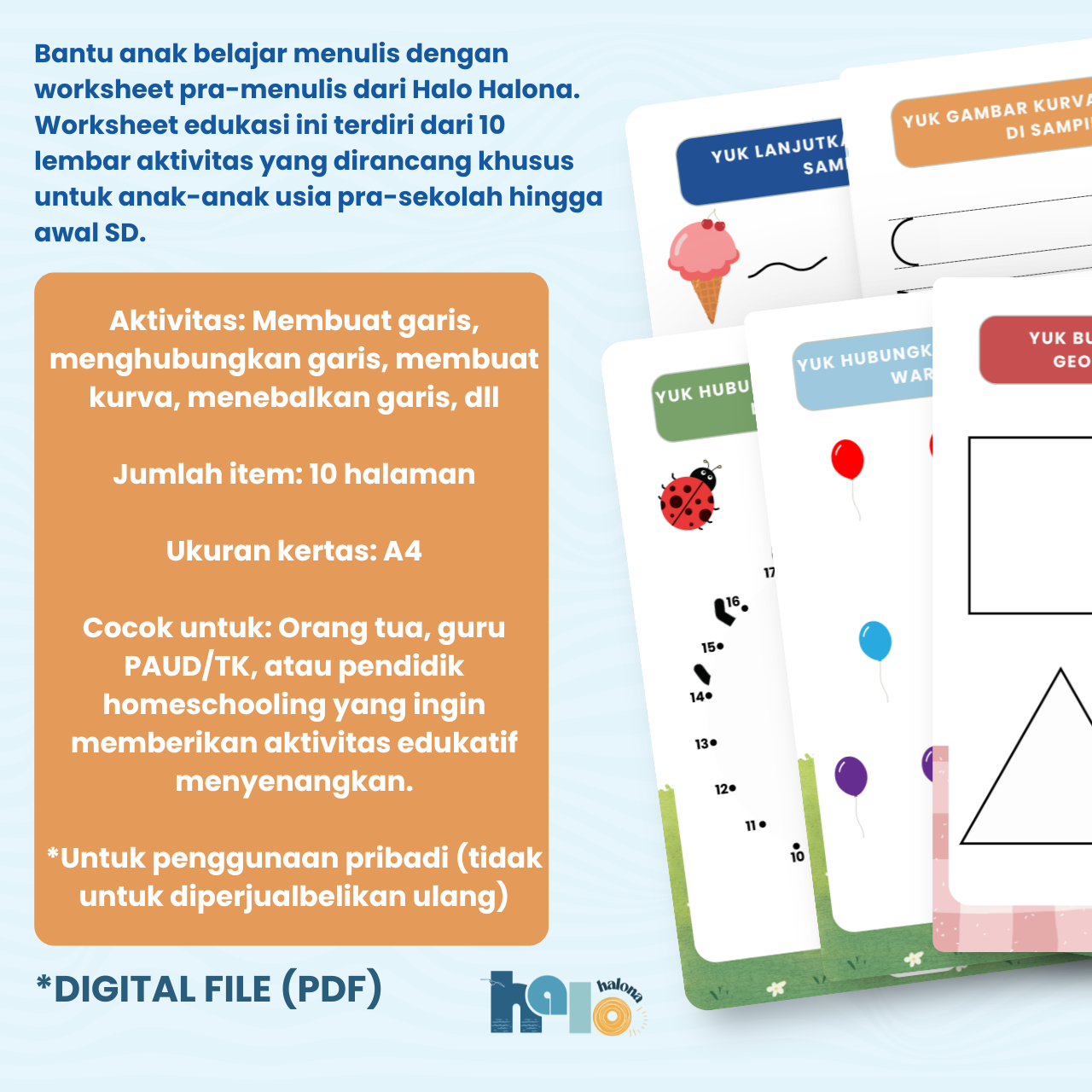Printable Worksheet Pra Menulis