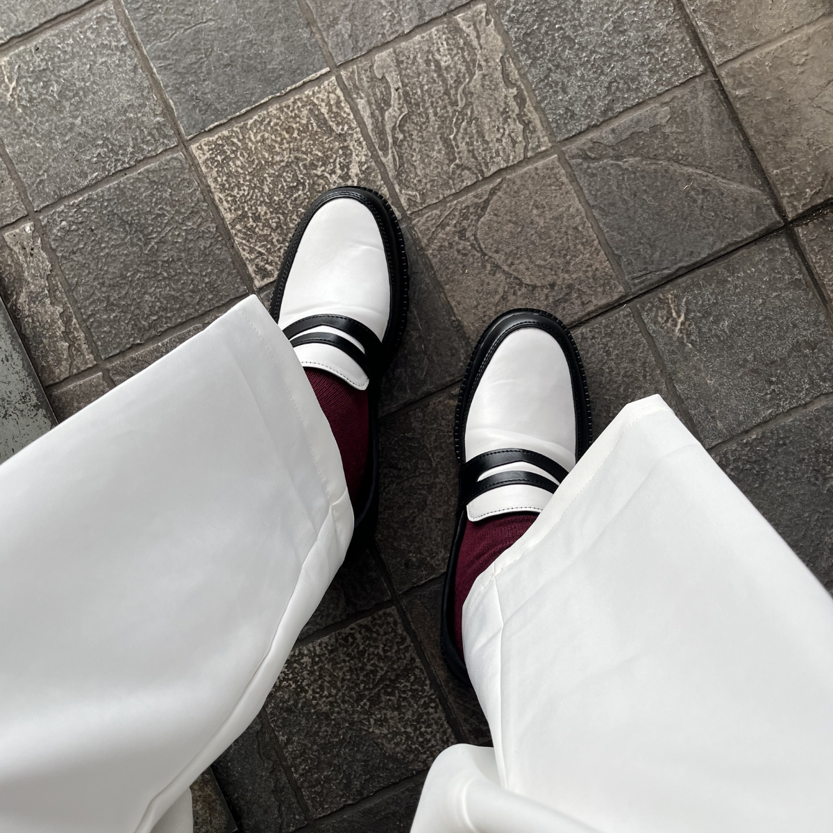 Nugee Zepyr Penny Loafers Two Tone White Black