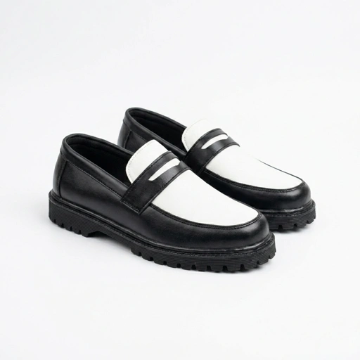 Nugee Zepyr Penny Loafers Two Tone White Black
