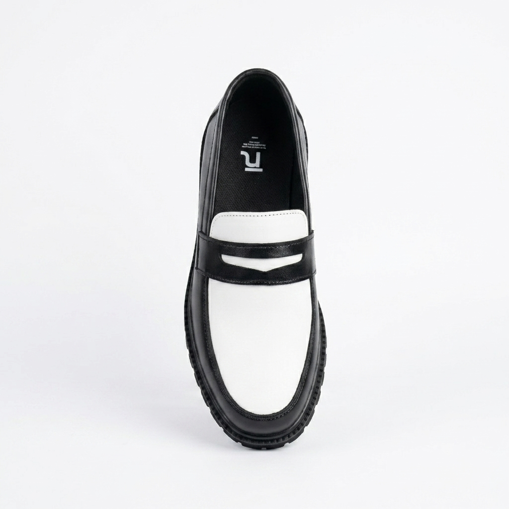Nugee Zepyr Penny Loafers Two Tone White Black
