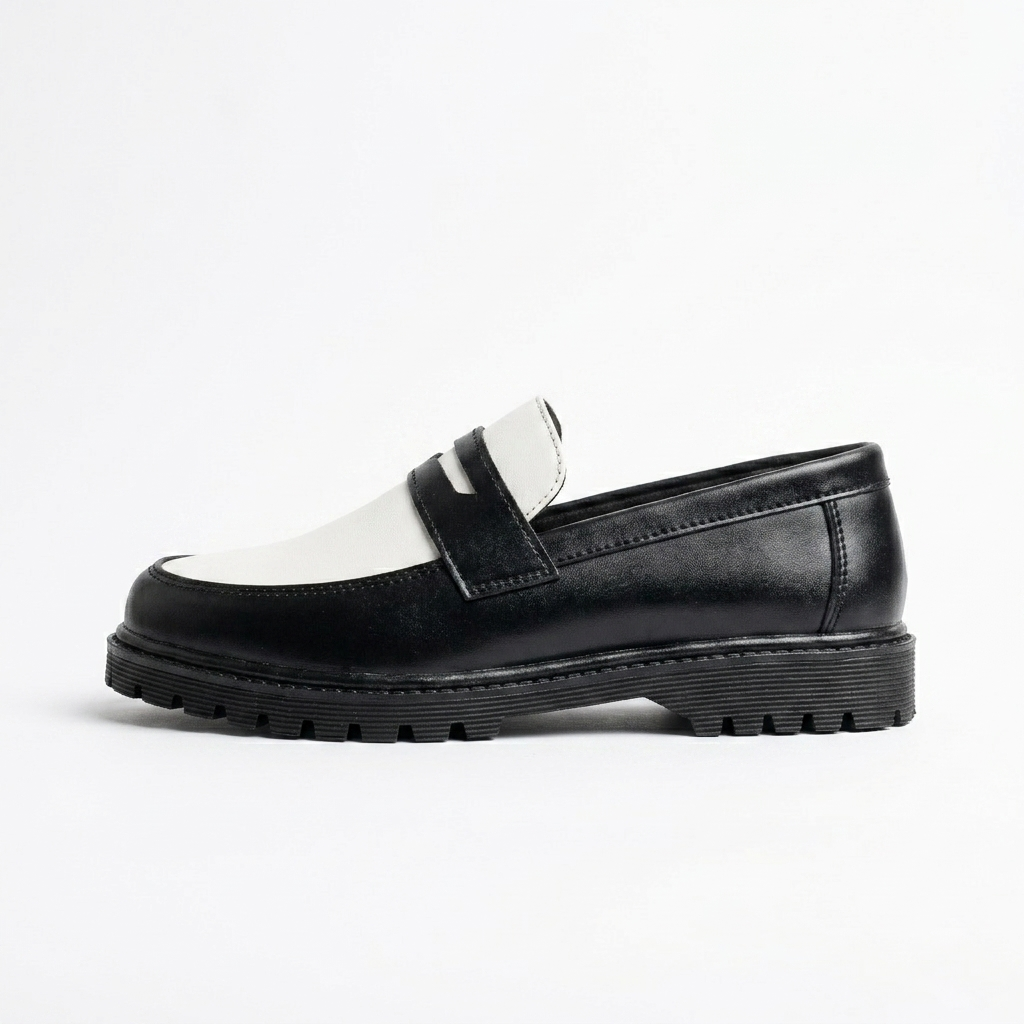 Nugee Zepyr Penny Loafers Two Tone White Black