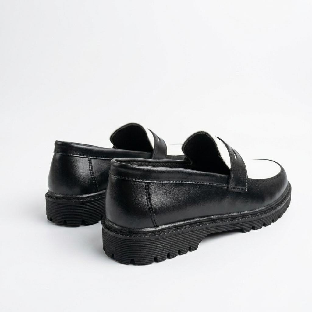 Nugee Zepyr Penny Loafers Two Tone White Black
