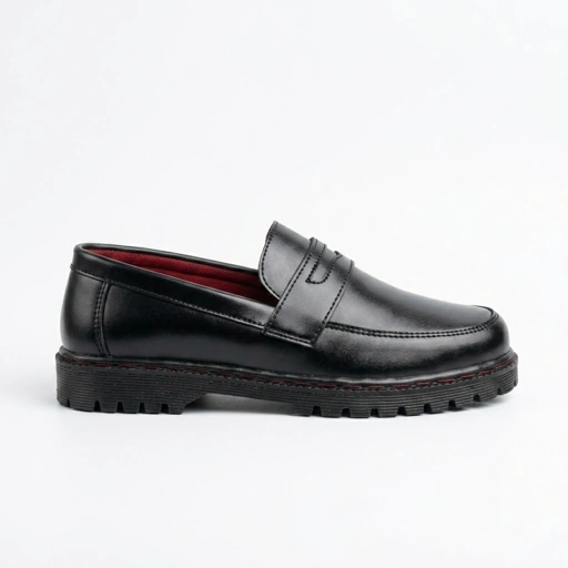 Nugee Zepyr Penny Loafers Black Stiching Maroon