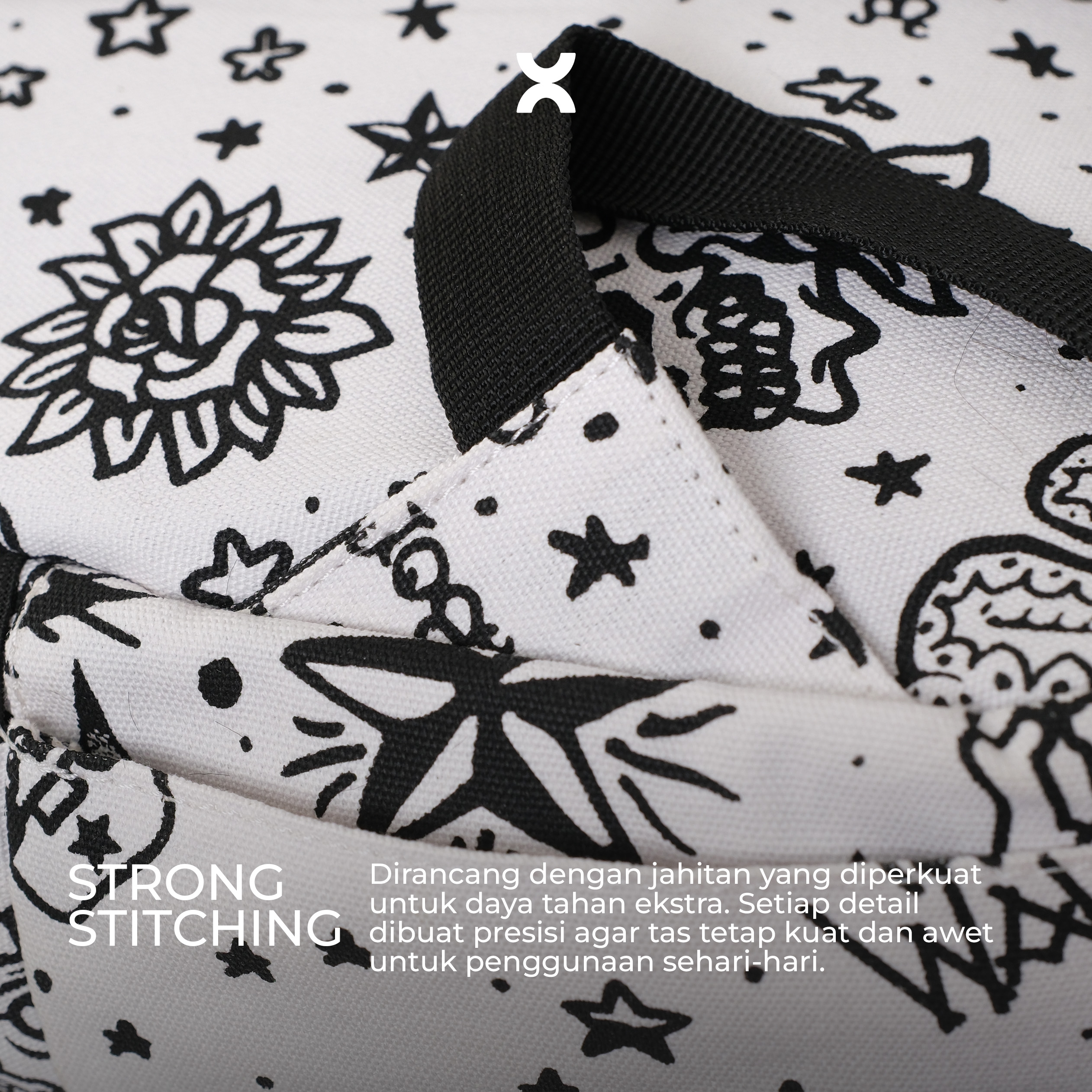 HYTRIX Doodles Tas Ransel Medium Backpack Wanita Canvas Printed Fahion Korea Stylish (AF90)