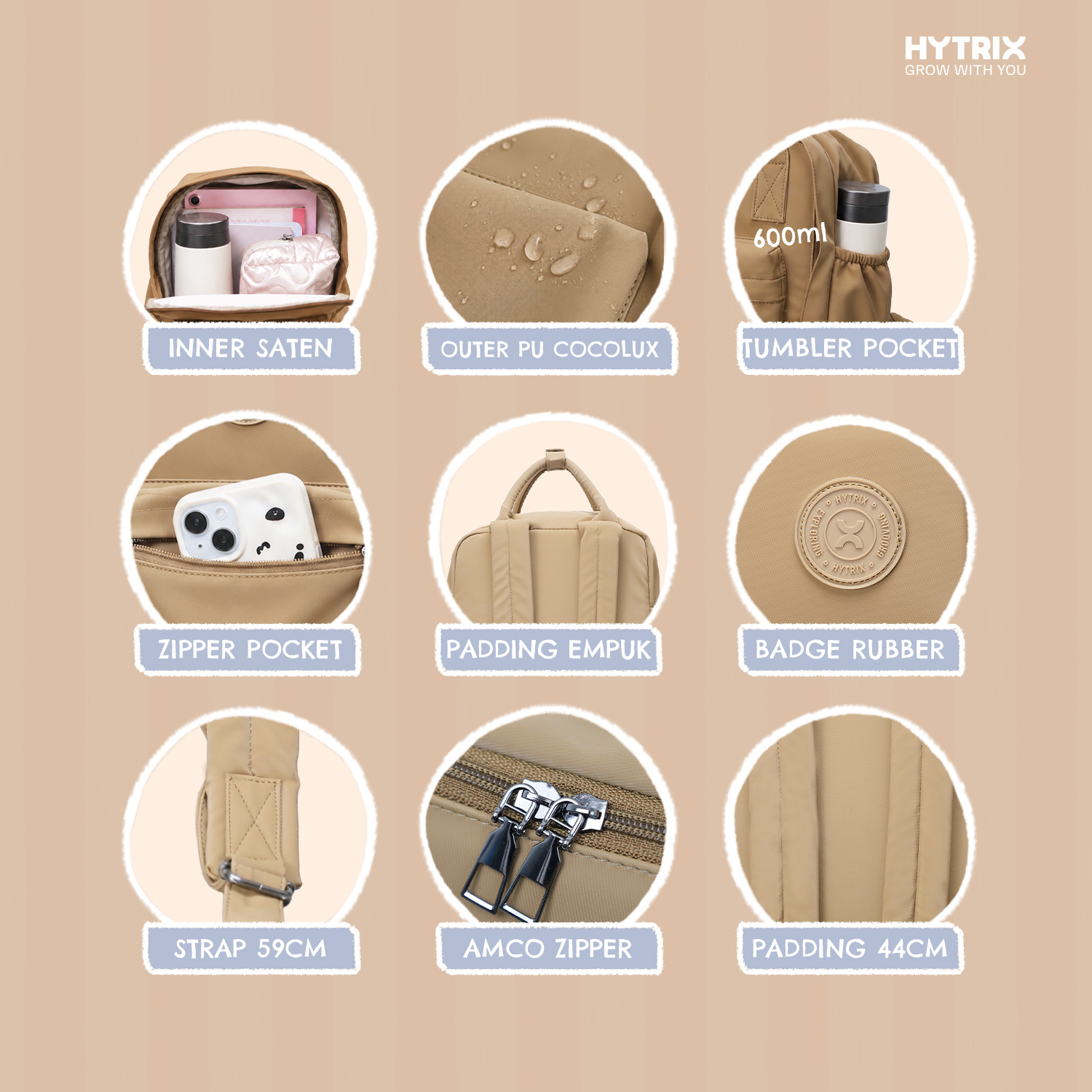 HYTRIX Tas Wanita Mini Backpack - Camelia - Velvet Series  [SR01]