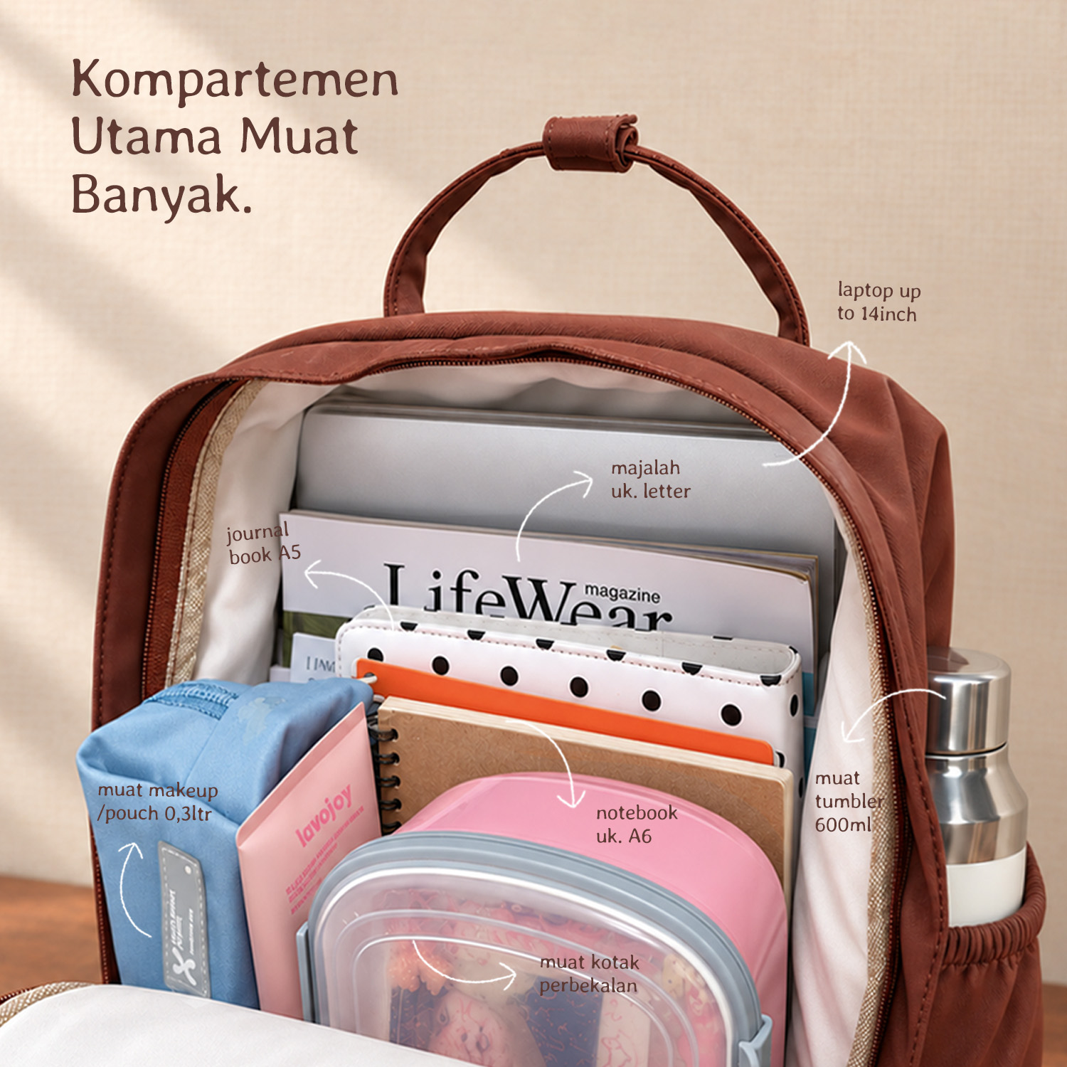 HYTRIX Tas Wanita Backpack - Camelia Midi - Velvet Series [SR03]