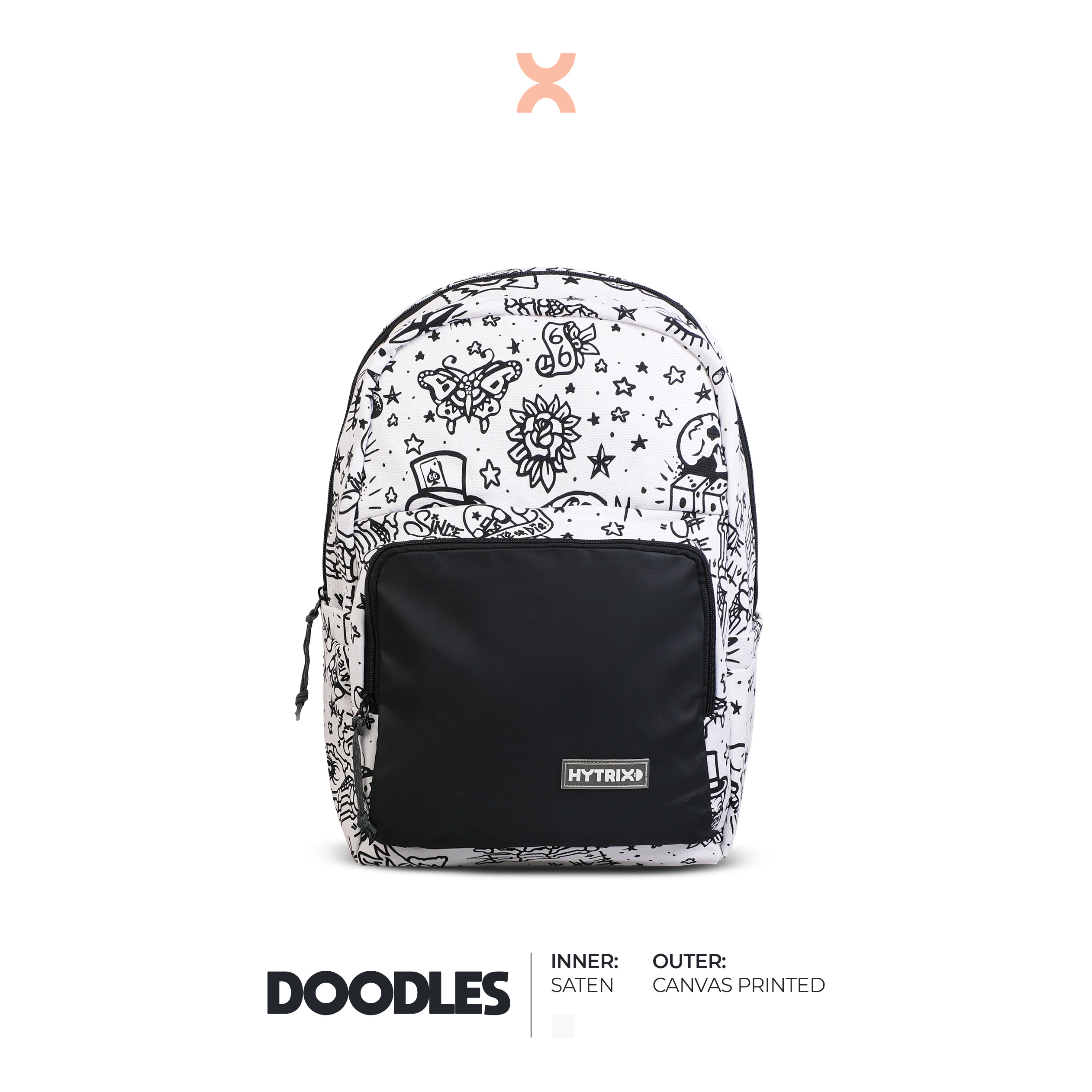 HYTRIX Doodles Tas Ransel Medium Backpack Wanita Canvas Printed Fahion Korea Stylish (AF90)