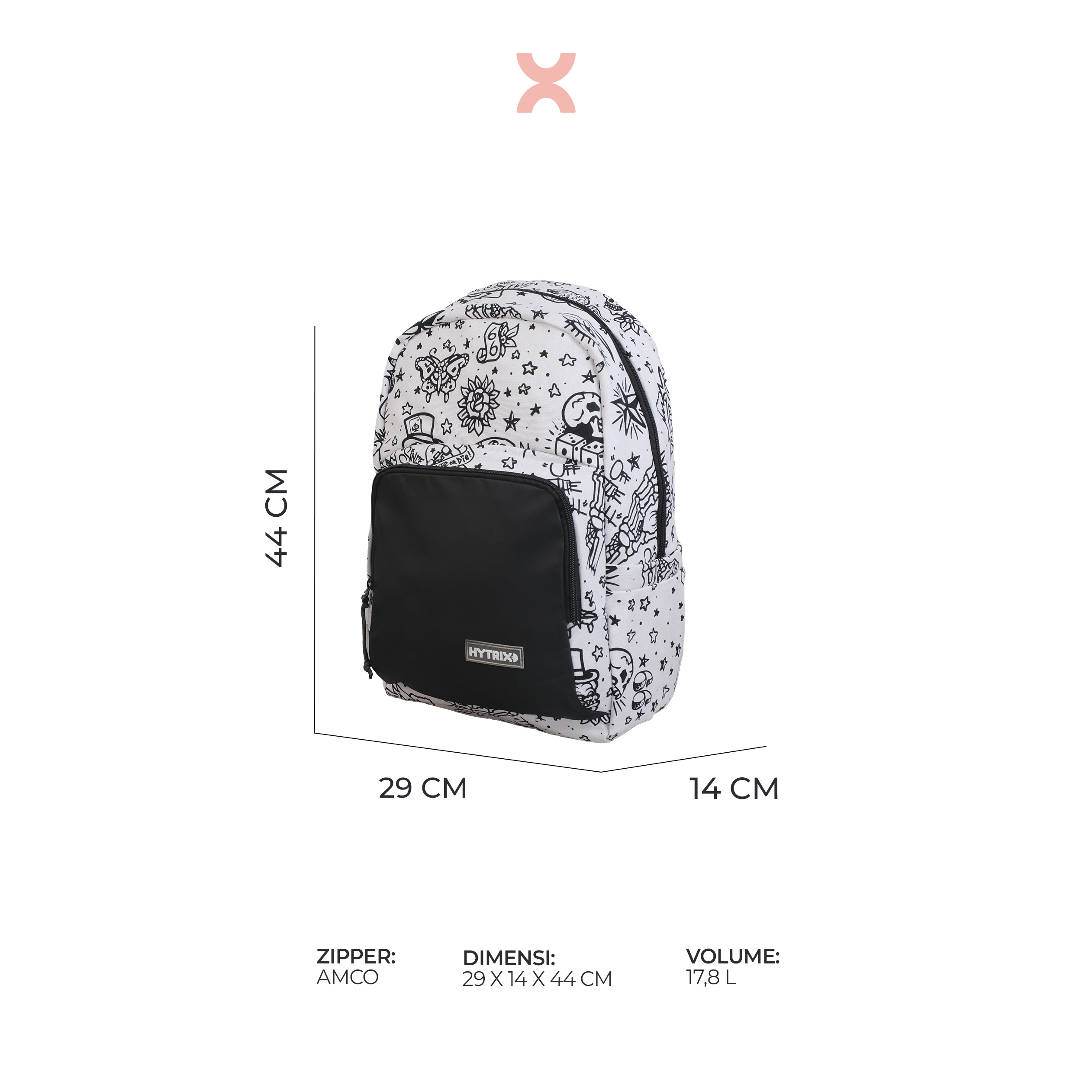 HYTRIX Doodles Tas Ransel Medium Backpack Wanita Canvas Printed Fahion Korea Stylish (AF90)