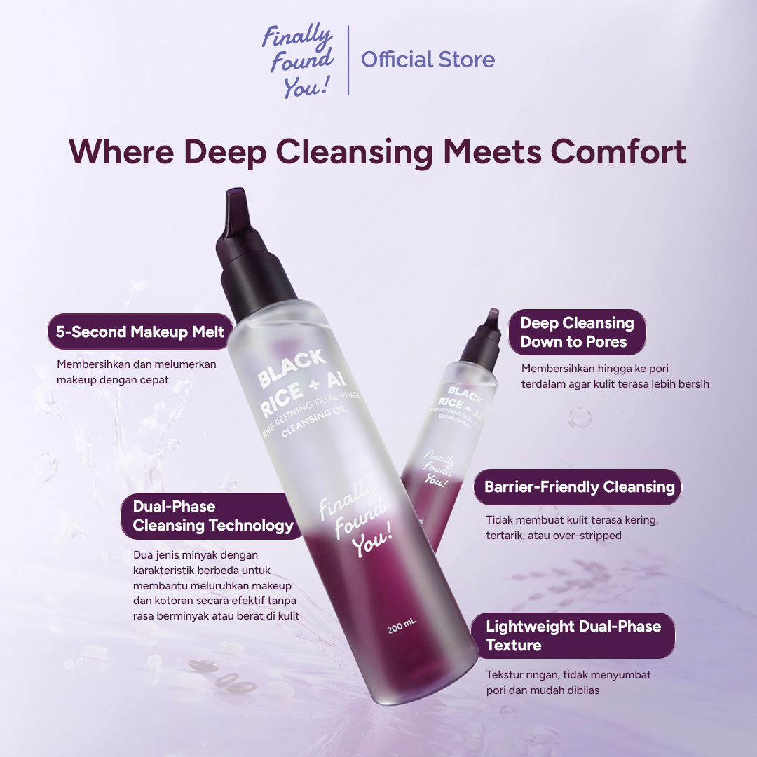 Finally Found You! Black Rice + AI Pore-Refining Dual-Phase Cleansing Oil 200mL | Cleansing Oil Pembersih Makeup & Pori untuk Mengangkat Kotoran dan Minyak Berlebih