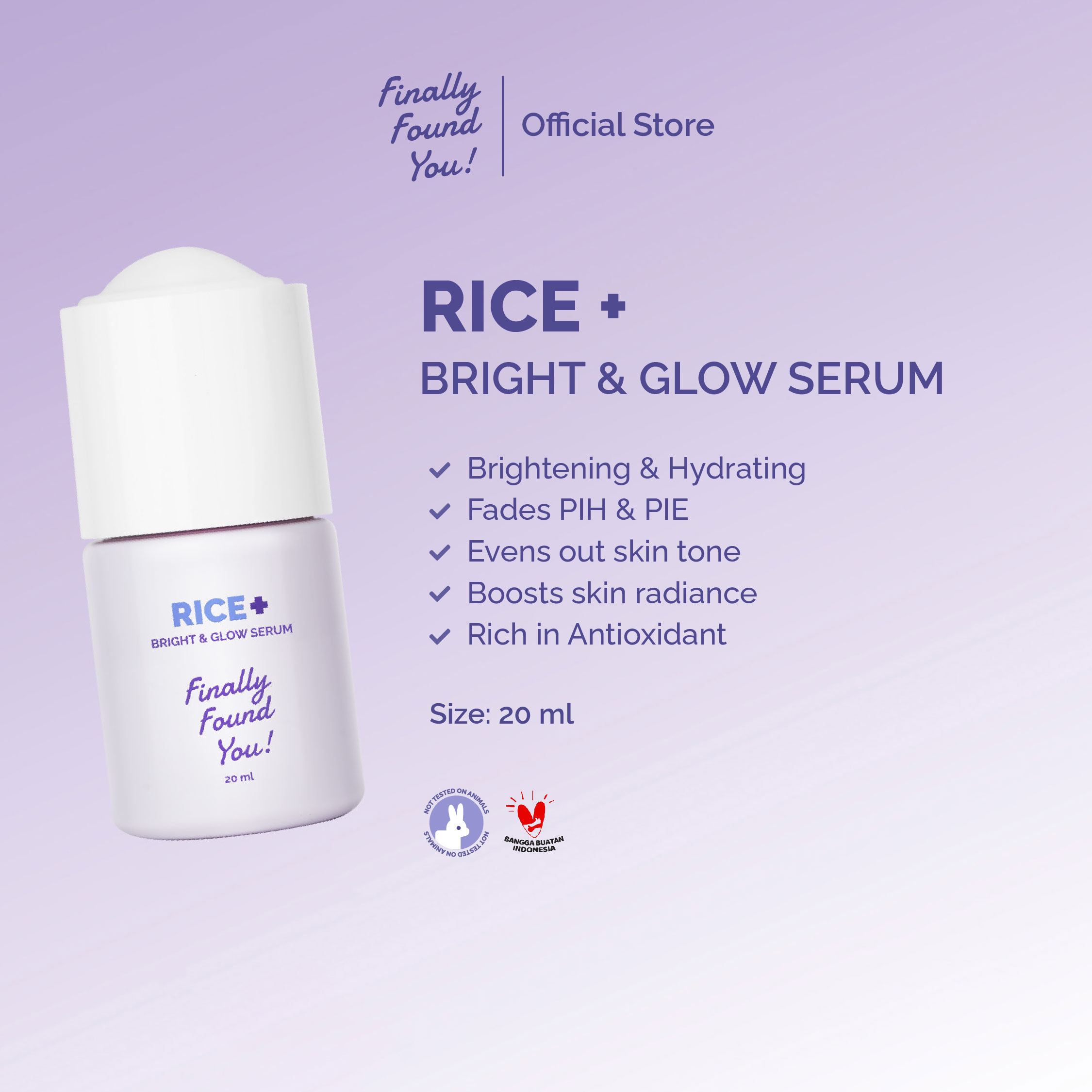 Finally Found You! RICE + BRIGHT & GLOW SERUM 20ml | Serum mencerahkan dan meratakan warna kulit untuk semua jenis kulit